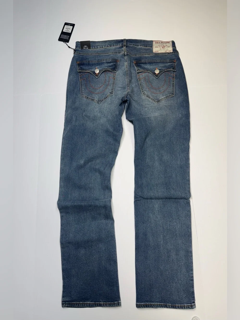 TRUE RELIGION JEANS Ricky SN Flap RELAXED  Straight Fit Mens 36x34 Dark Wash NWT